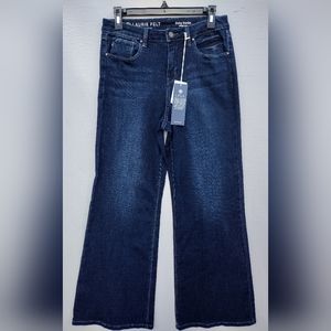 Laurie Felt Daisy Denim Full-Length Wide-Leg Jeans Dark Wash Stretch NWT Sz 6